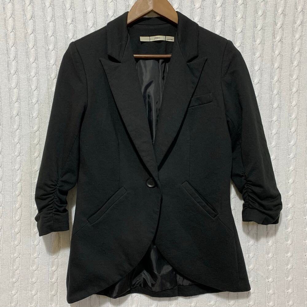 Gibson Black Blazer Jacket 3/4 Ruched Sleeve Women’s Med Business Casual